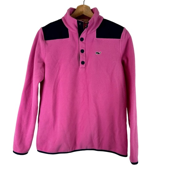 Vineyard Vines Jackets & Blazers - Women's Vineyard Vines Pullover Colorblock Pink/Blue Quarter Snap Fleece -Size S